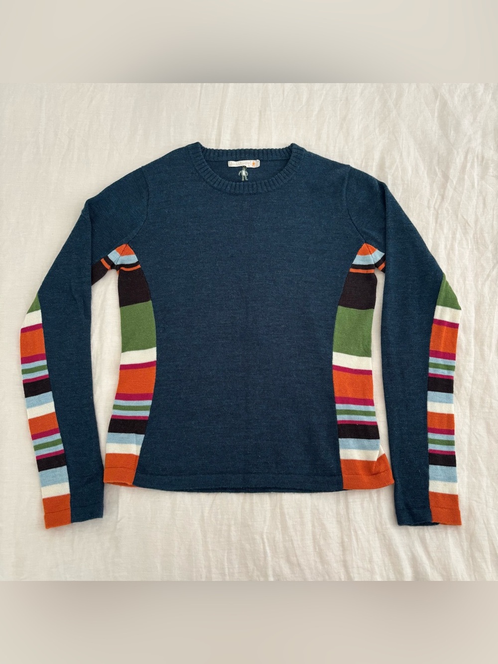 Smartwool 100% Merino Wool Stripe Colorblock Crewneck Top Women’s L
